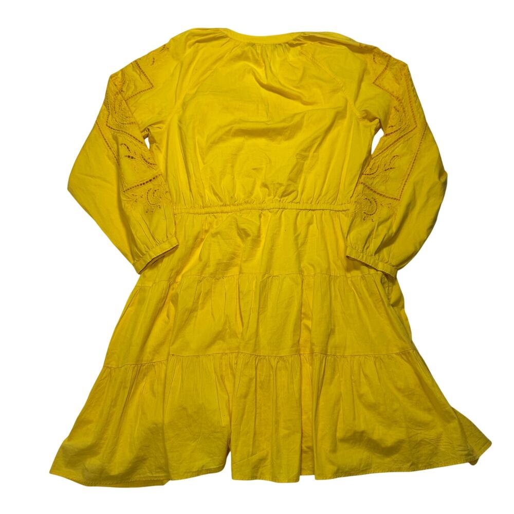 Lauren Ralph Lauren Yellow Embroidered Cotton Dress Women's 12 Boho Summer Euro - Picture 2 of 16